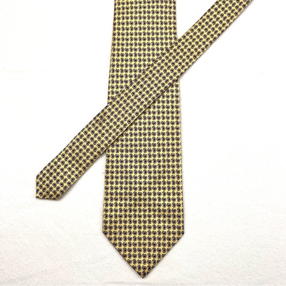 Vintage Polo Ralph Lauren Mens Italian Silk Necktie Yellow Classic Red Plaid Tie - Picture 3 of 8